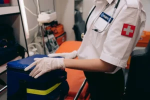 medic with the medical bag for EMS